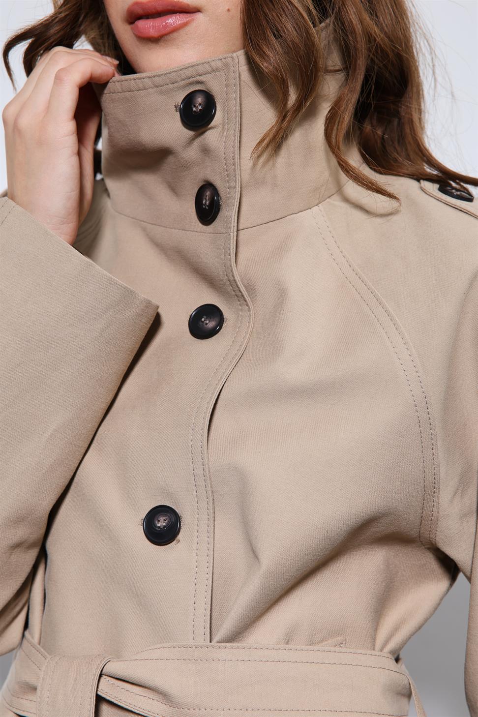 Antioch Bej Dik Yaka Kruvaze Trençkot