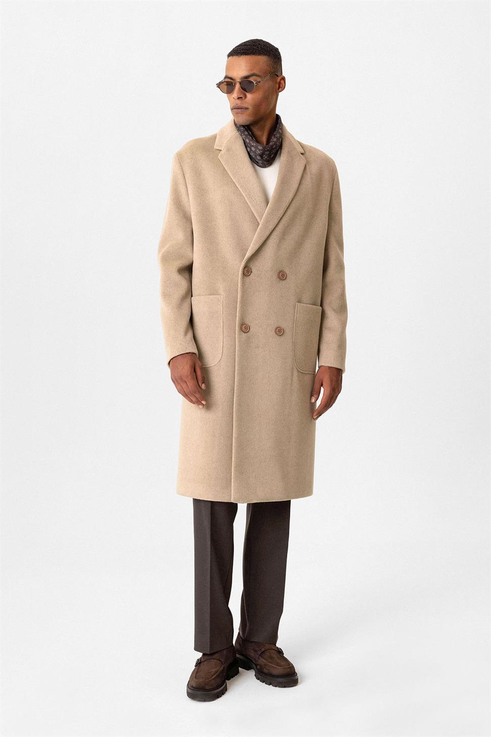 Antioch Bej Dokulu Kruvaze Kapama Erkek Mont
