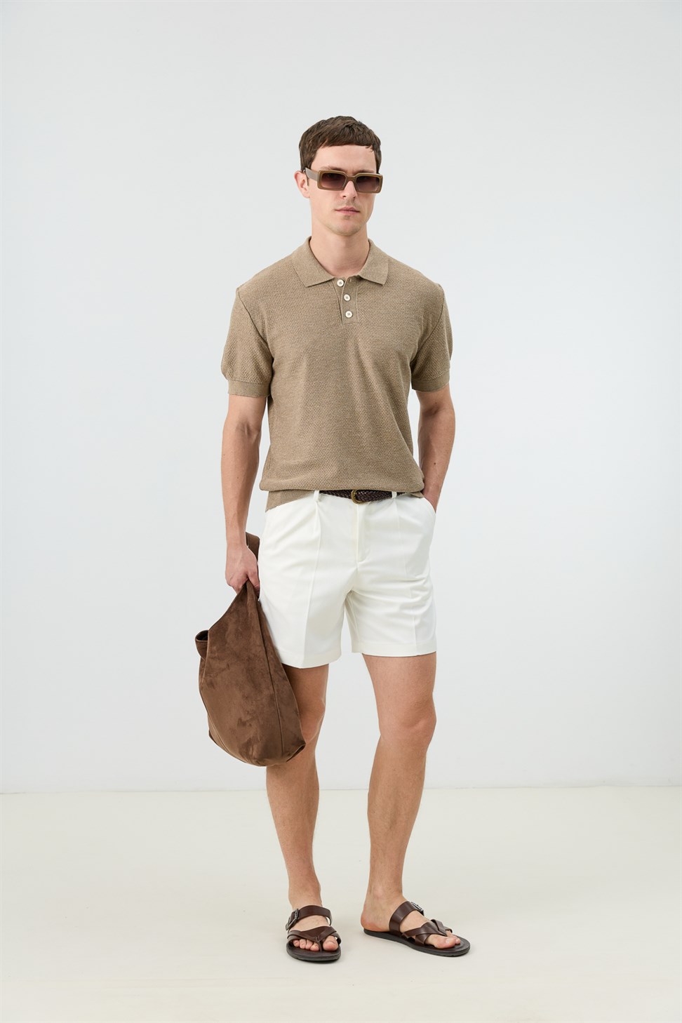 Antioch Bej Dokulu Polo Yaka Triko Erkek T-Shirt