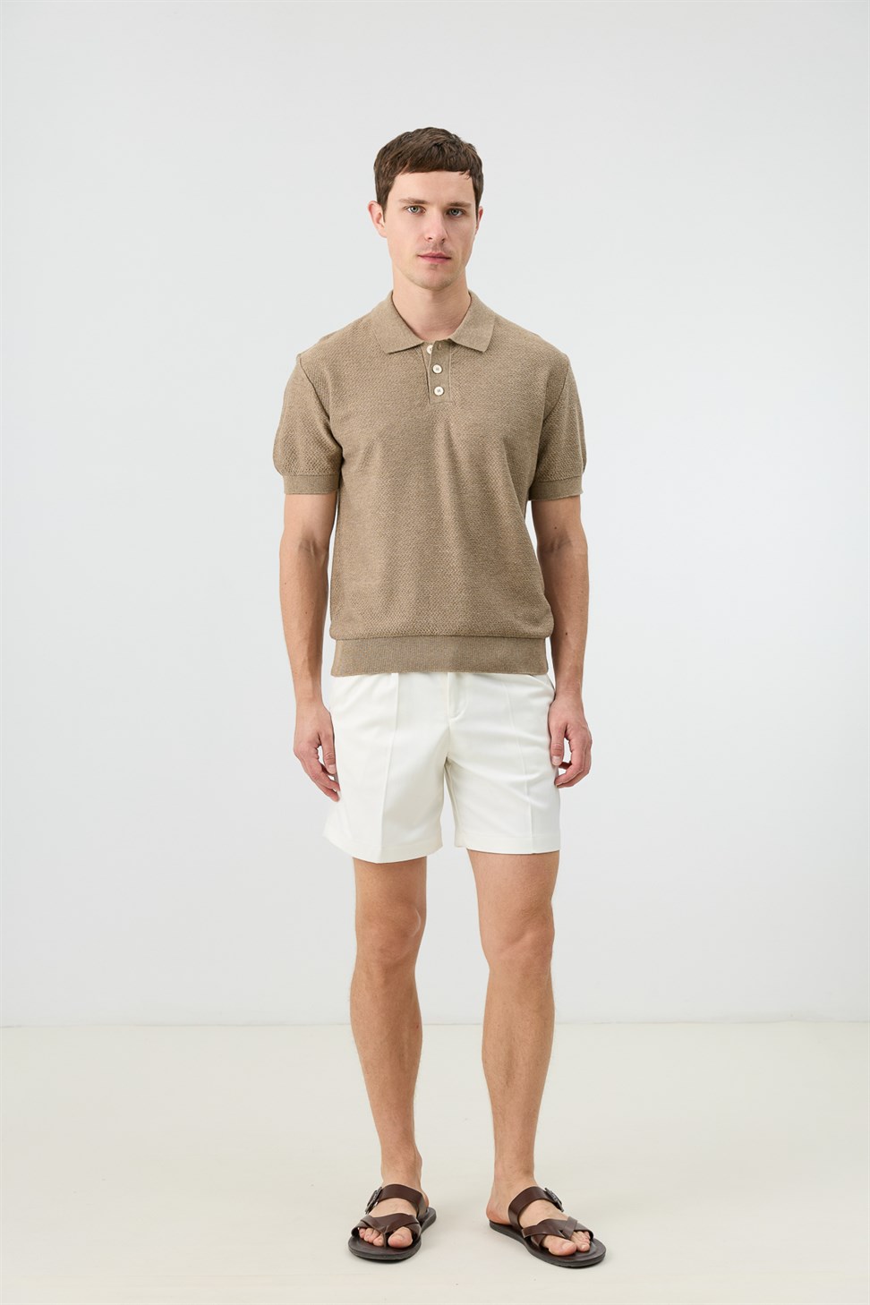 Antioch Bej Dokulu Polo Yaka Triko Erkek T-Shirt