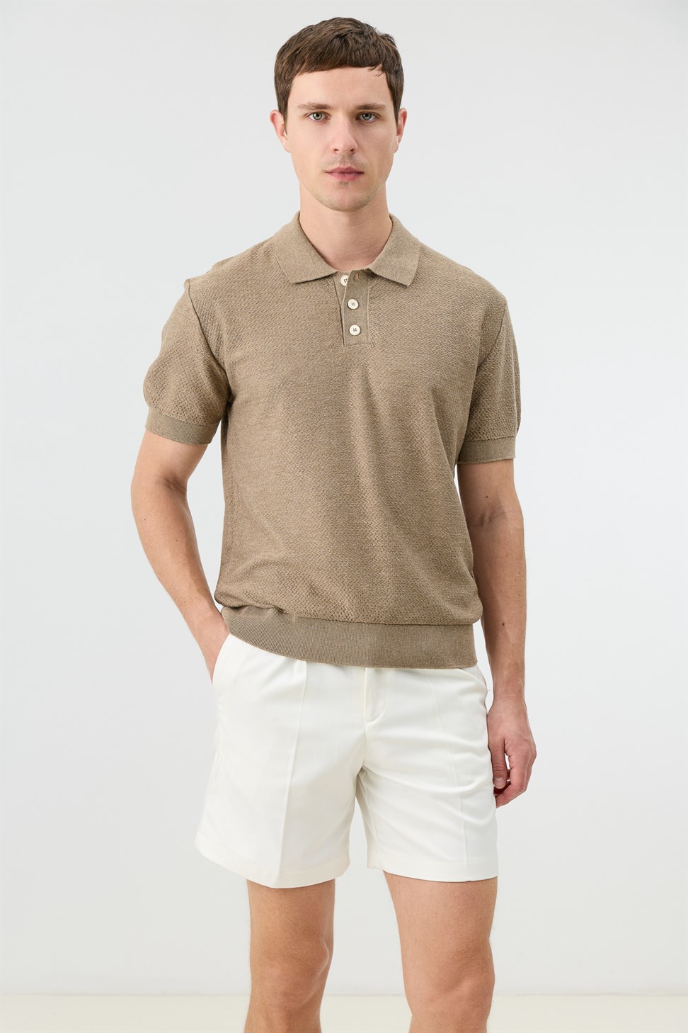 Antioch Bej Dokulu Polo Yaka Triko Erkek T-Shirt