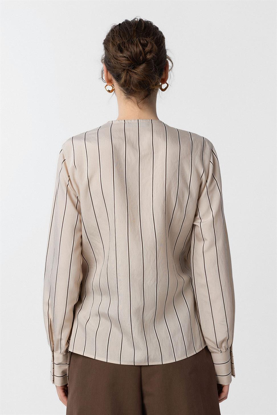 Antioch Bej Dökümlü Kimono Kadın Gömlek