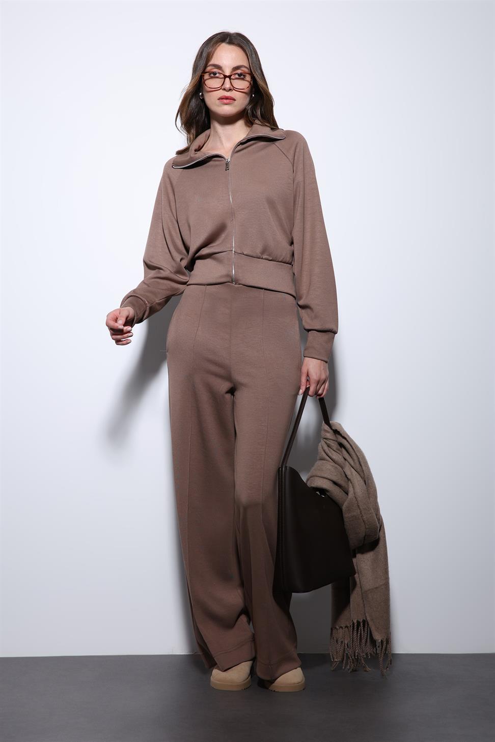 Antioch Bej Fermuarlı Kadın Eşofman Takım