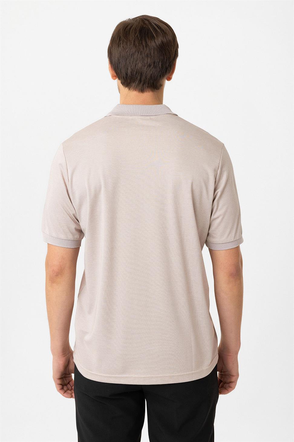 Antioch Bej Fermuarlı Regular Fit Erkek T-Shirt