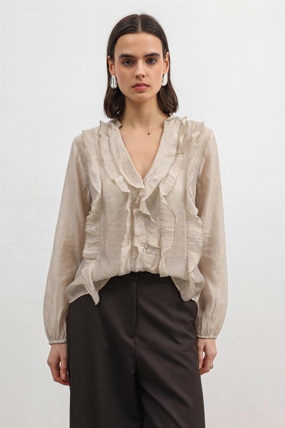 Womens Ruffled Blouse