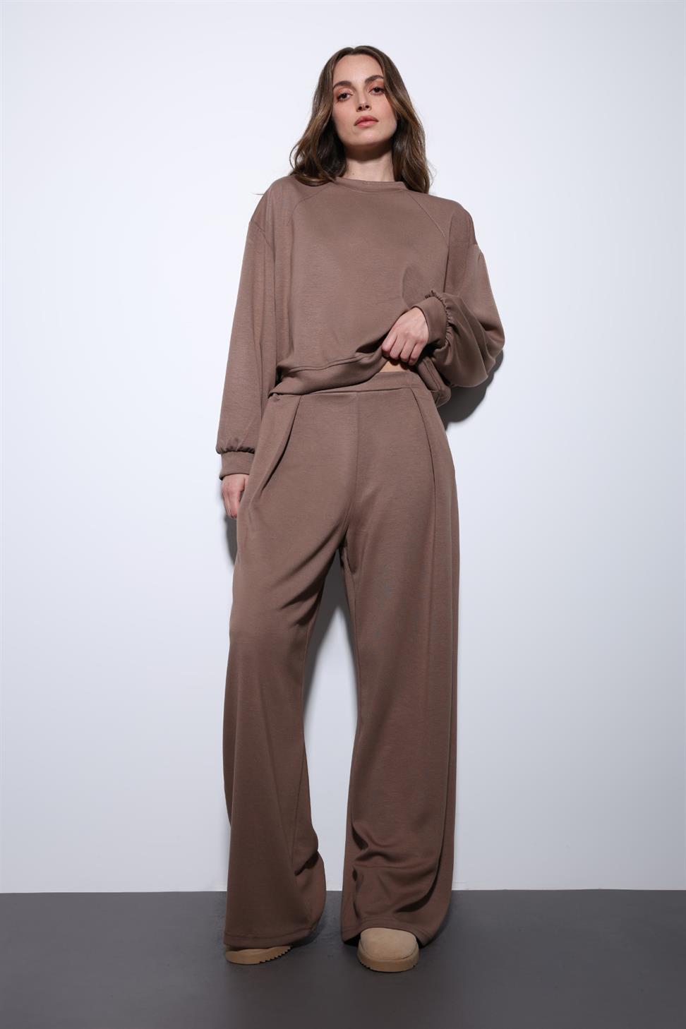 Antioch Bej Geniş Paça Relaxed Kadın Takım