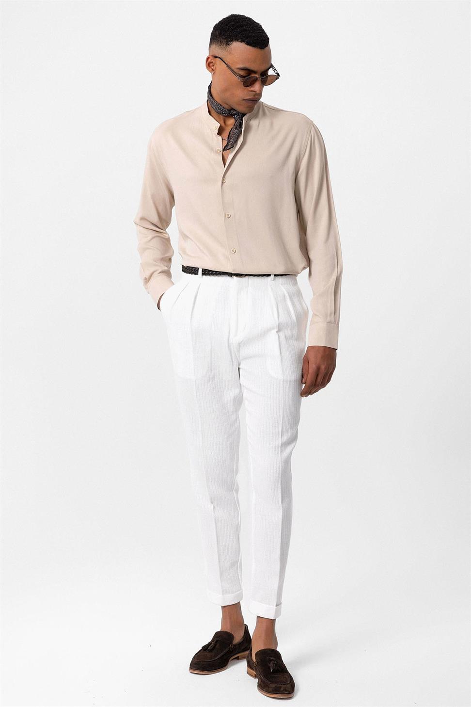 قميص رجالي بياقة القاضي بياقة عادية