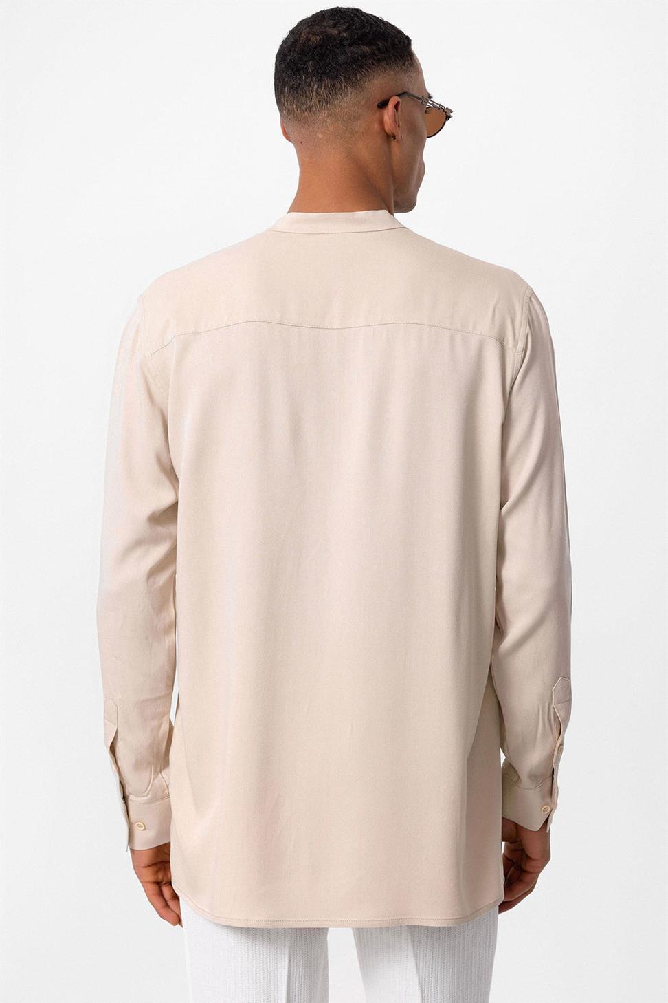 قميص رجالي بياقة القاضي بياقة عادية