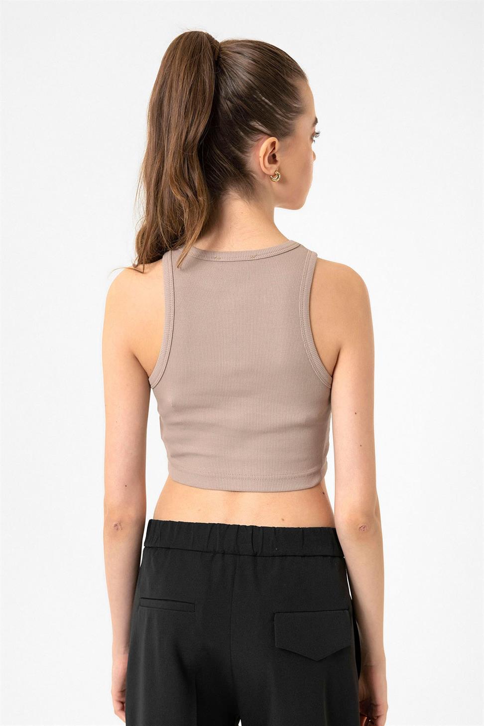 Antioch Bej Kadın Fitilli Crop Atlet