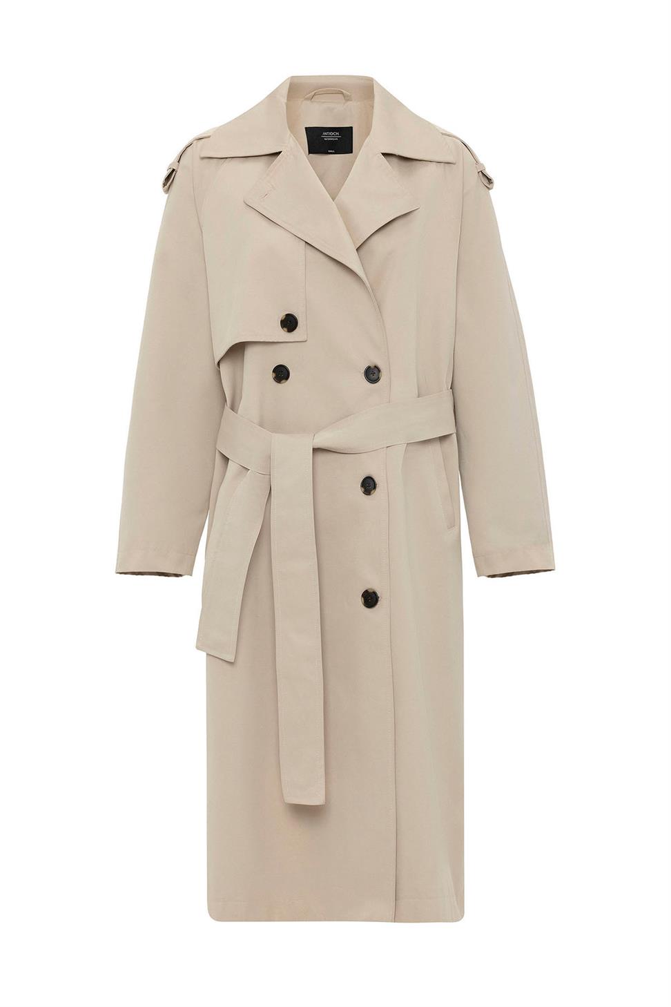 Antioch Bej Kadın Kemerli Uzun Trençkot