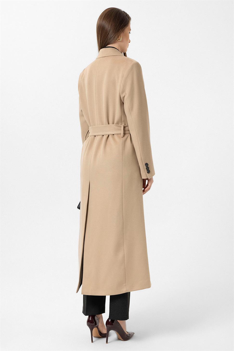 Antioch Bej Kadın Kuşaklı Kruvaze Kaban