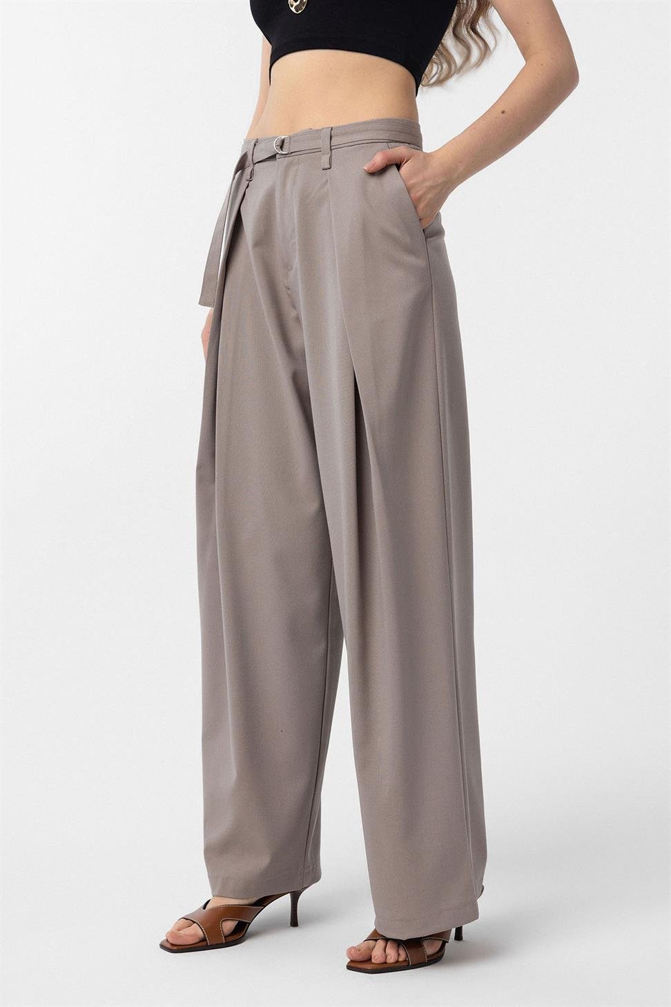 Antioch Bej Kemerli Pilili Kadın Pantolon