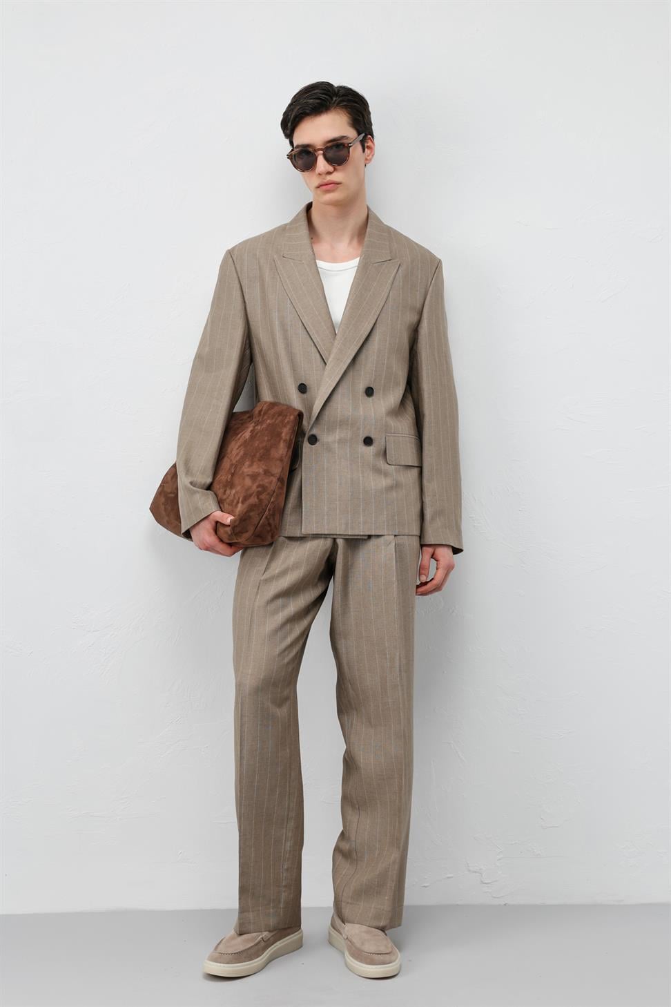Mens Striped Blazer Jacket with Linen Blend