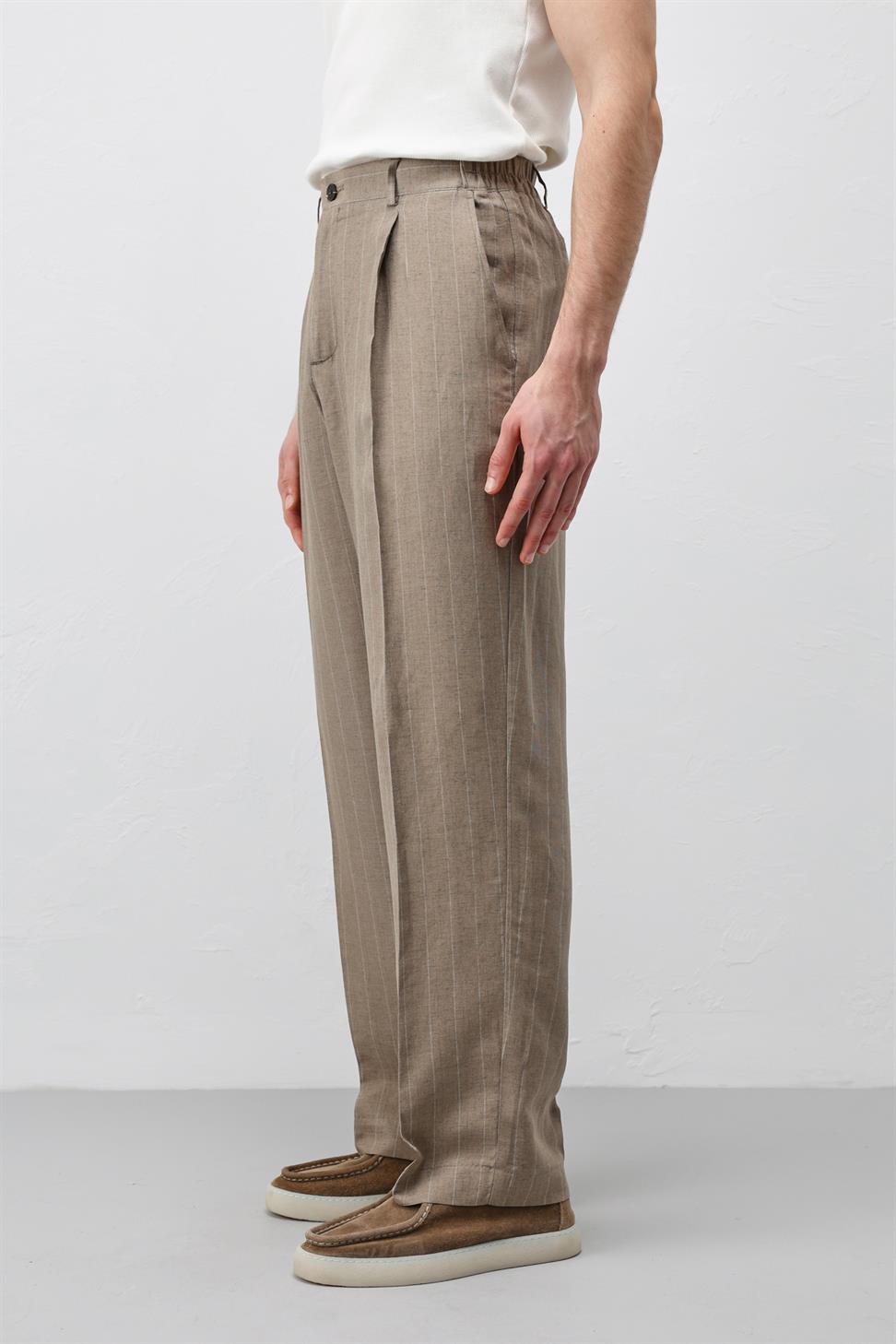 Mens Striped Linen-Blend Pants