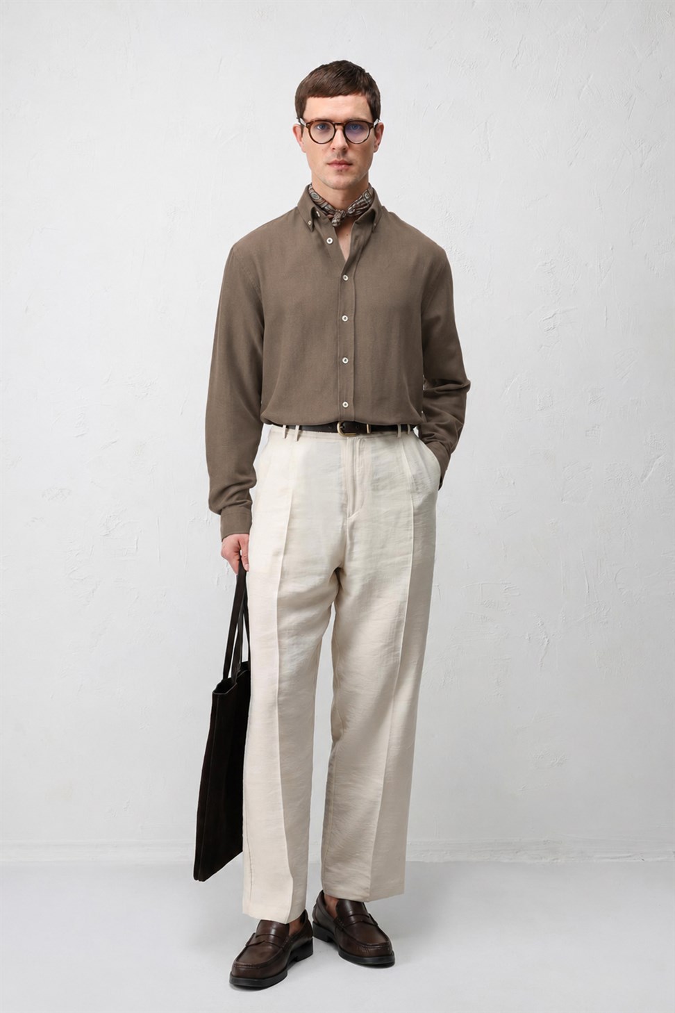 Relaxed Fit Mens Shirt with Linen Blend