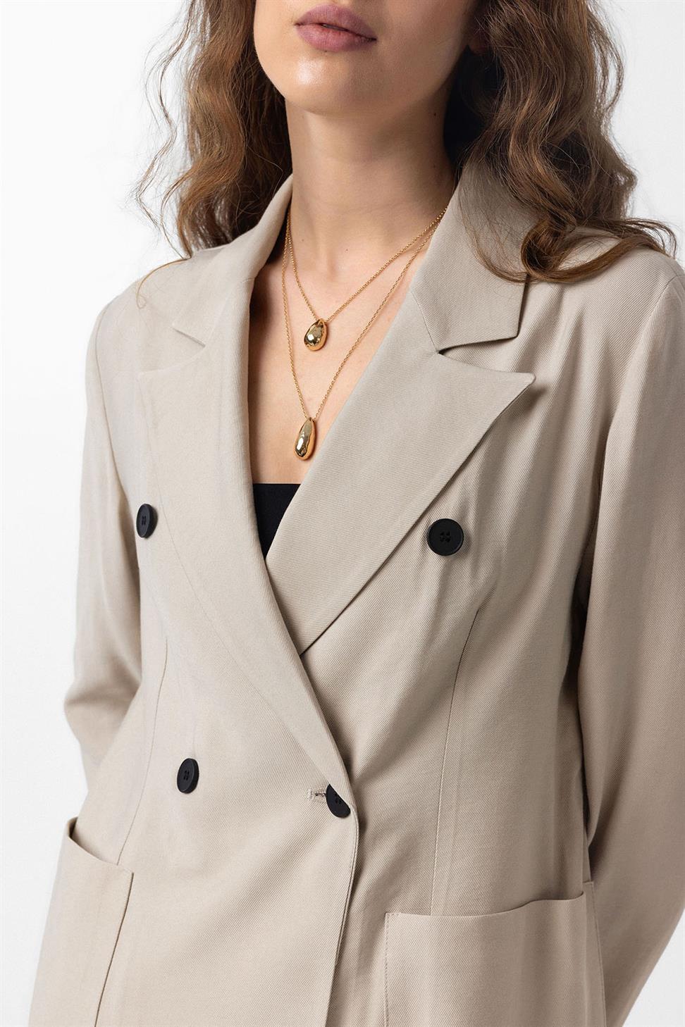 Antioch Bej Kruvaze Kadın Blazer Ceket