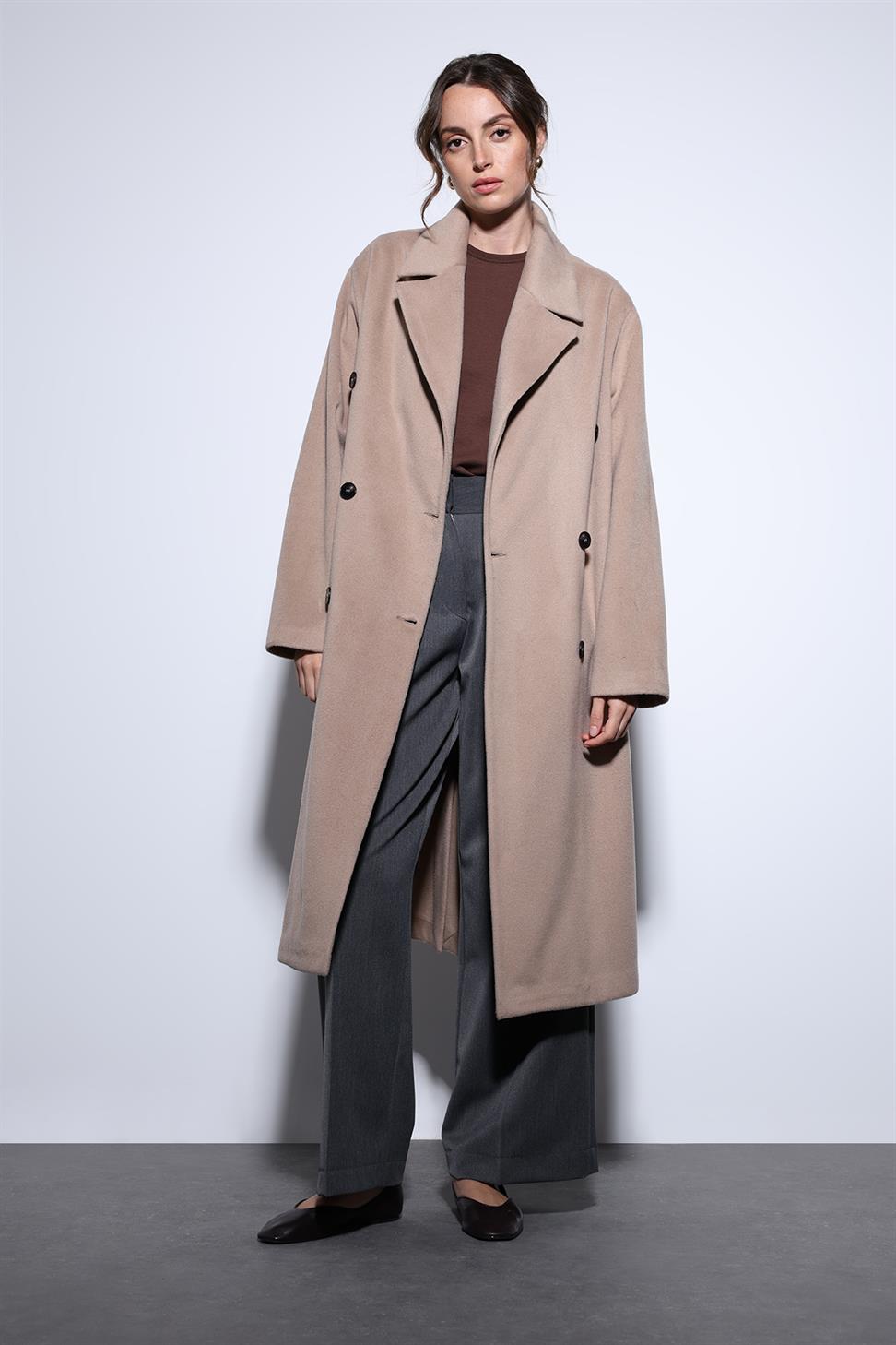 Antioch Bej Kruvaze Kadın Kaban