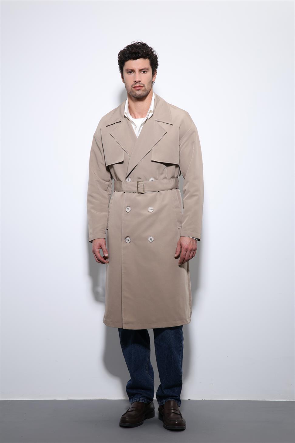 Antioch Bej Kruvaze Kapama Kemerli Trençkot
