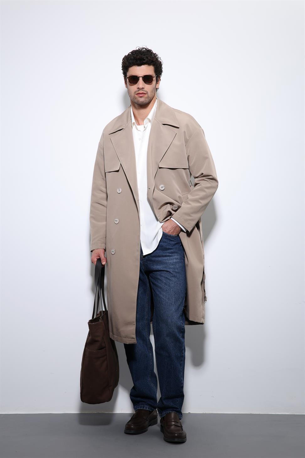 Antioch Bej Kruvaze Kapama Kemerli Trençkot