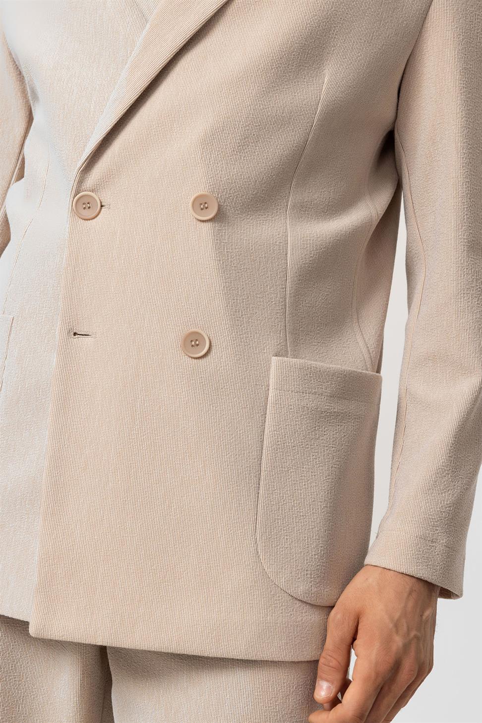بدلة رجالية بإغلاق مزدوج الصدر بقصة مريحة للرجال