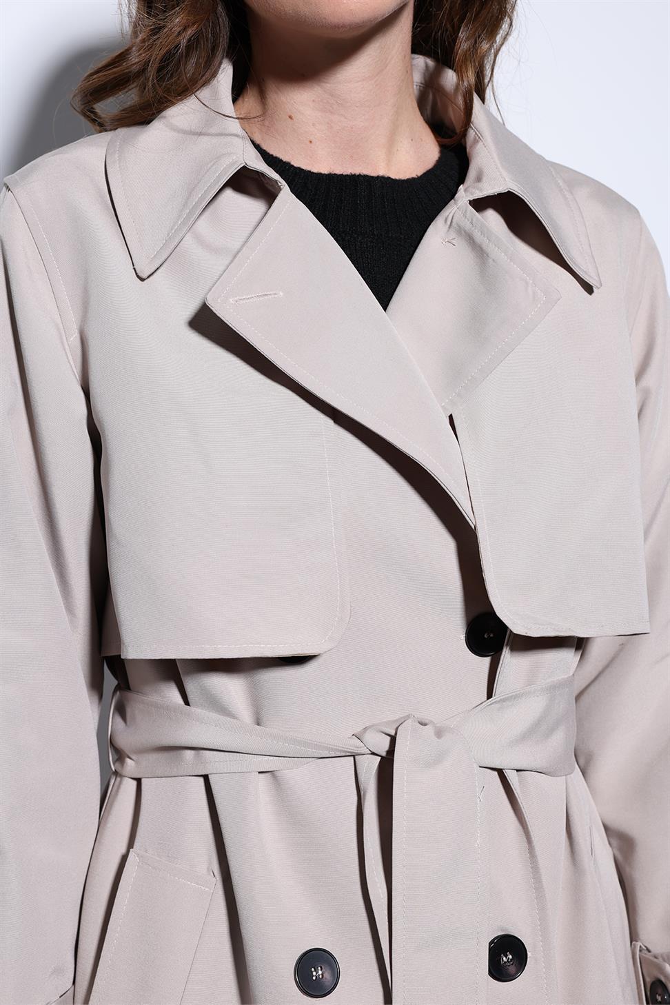 Antioch Bej Kruvaze Kemerli Kadın Trençkot