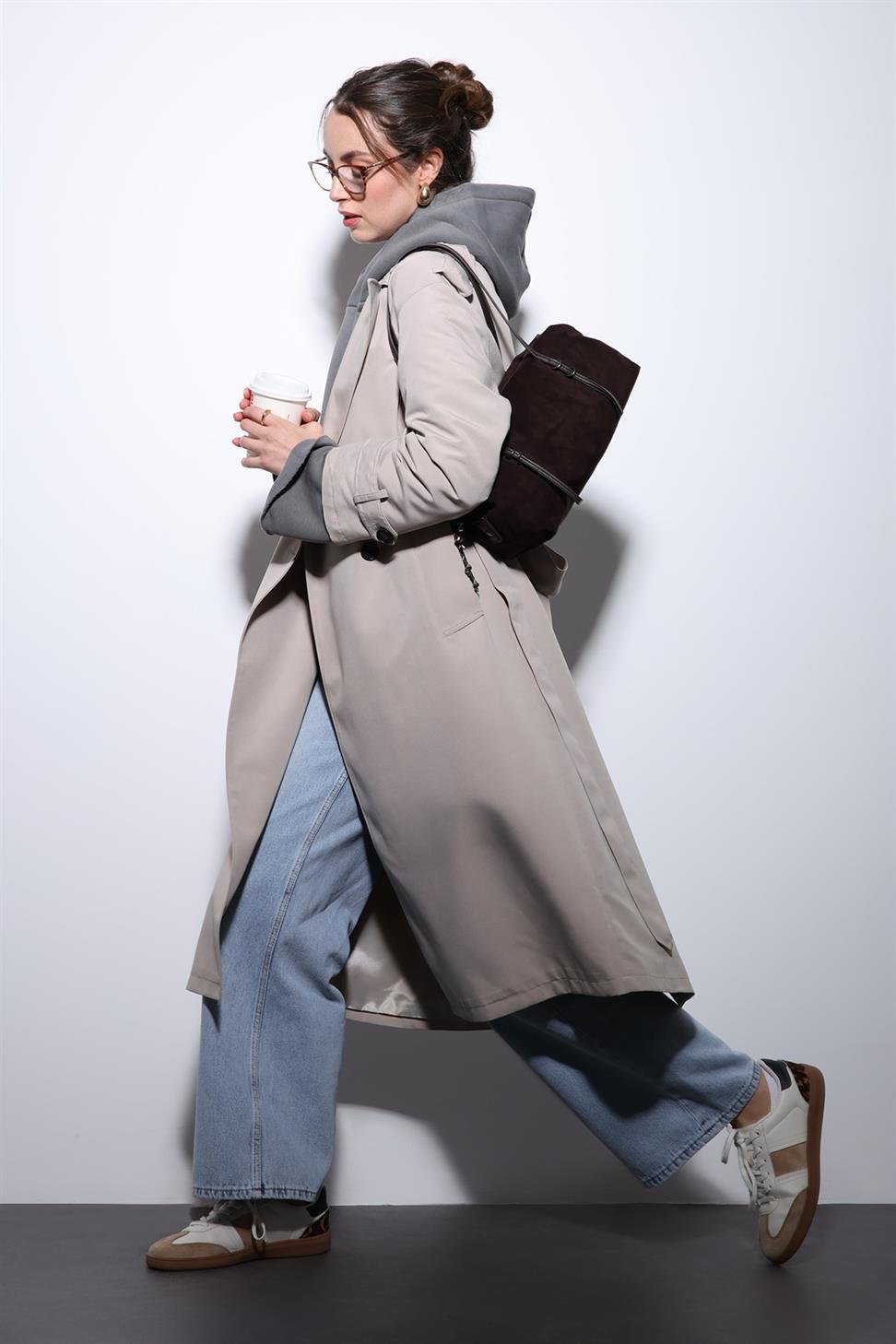 Antioch Bej Kruvaze Kemerli Kadın Trençkot