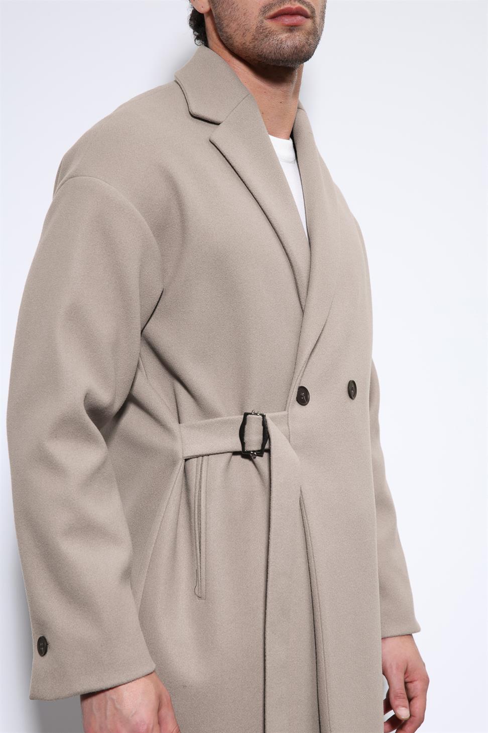 معطف رجالي كبير الحجم بحزام