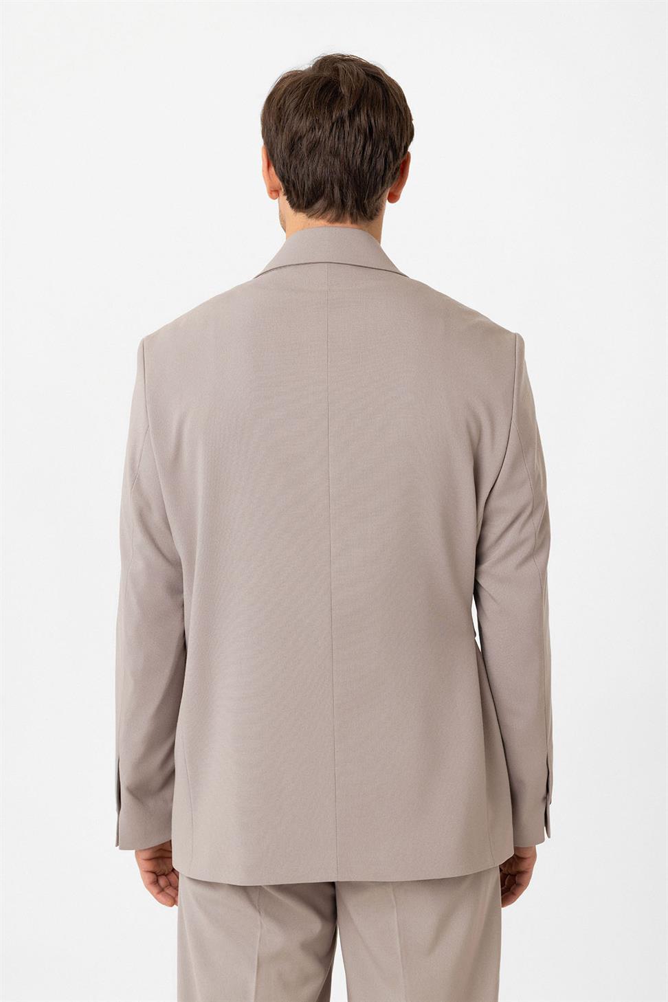 Antioch Bej Kuşaklı Relax Fit Erkek Blazer Ceket