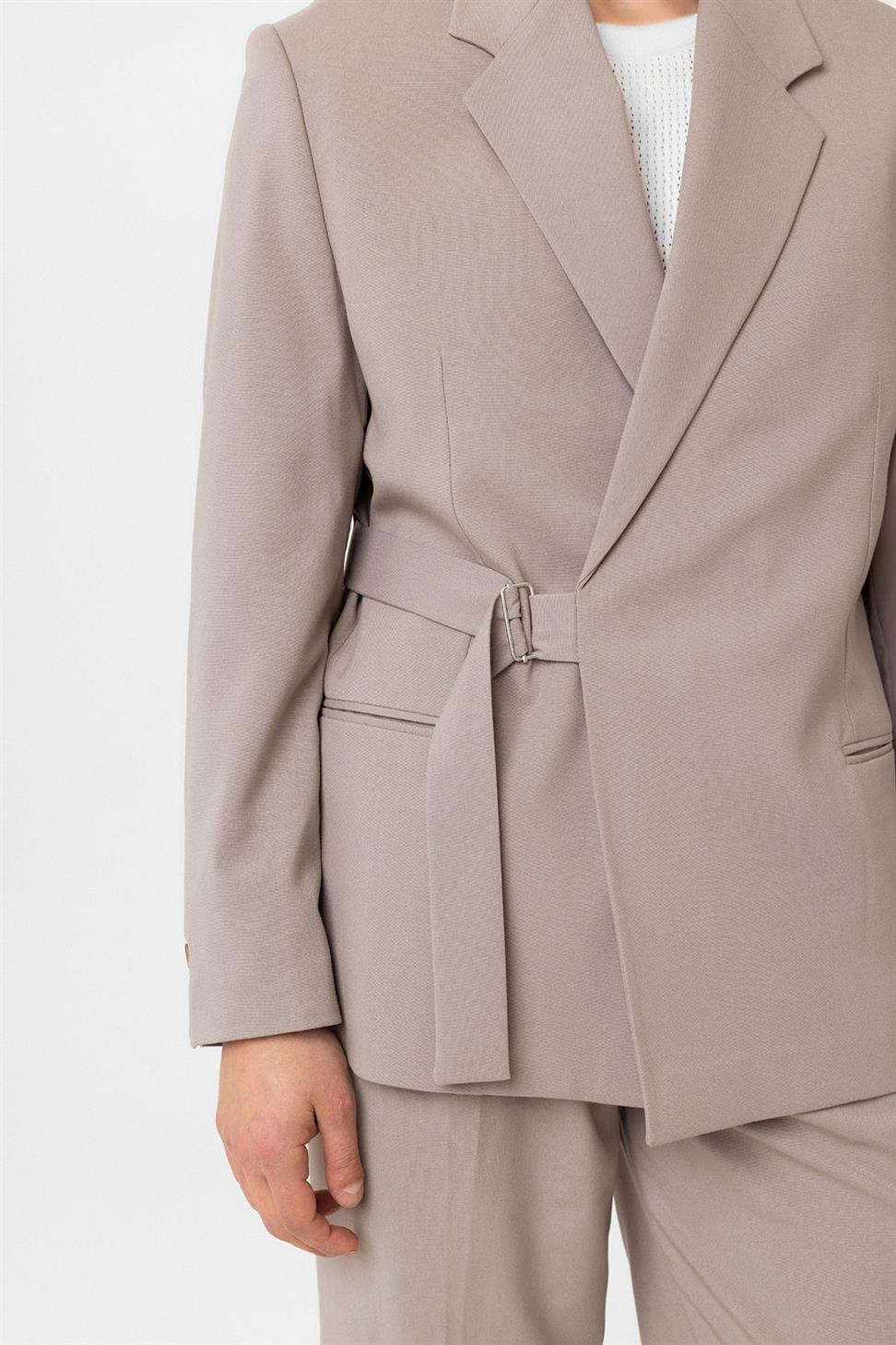 Antioch Bej Kuşaklı Relax Fit Erkek Blazer Ceket