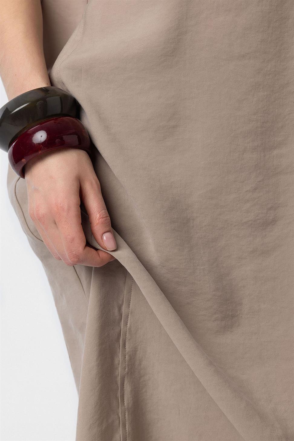 Antioch Bej Modal Midi Kadın Elbise