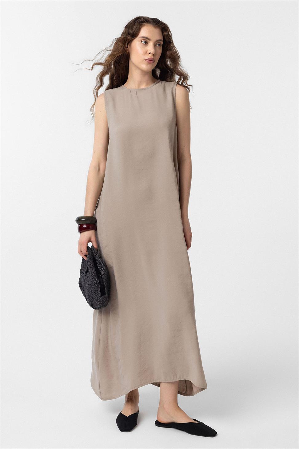 Antioch Bej Modal Midi Kadın Elbise