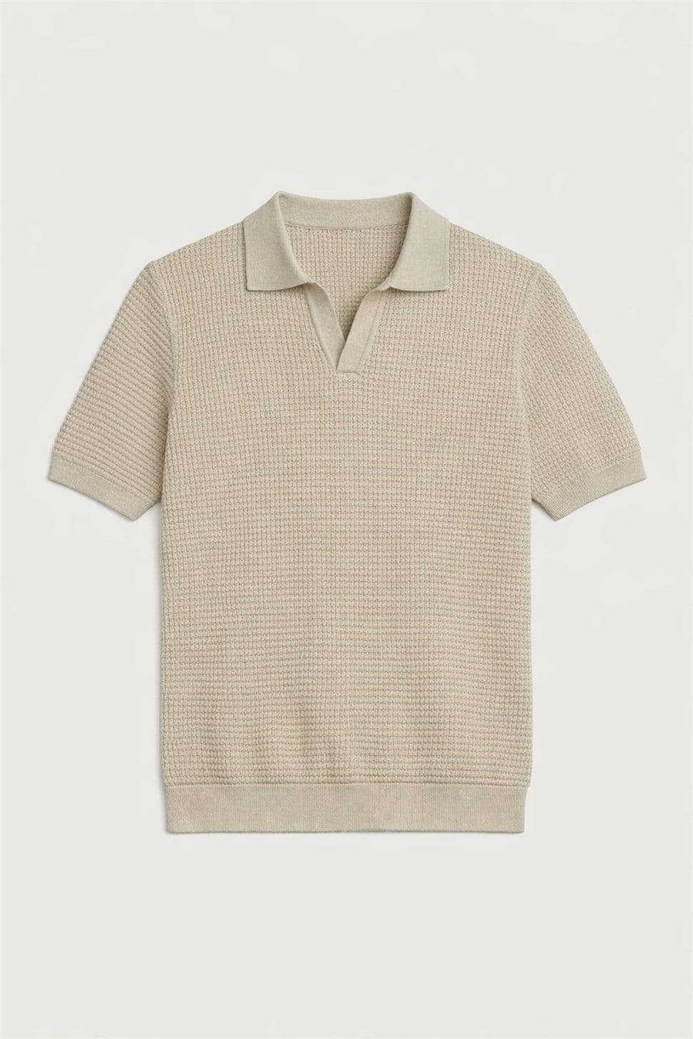 Antioch Bej Örgü Dokulu Polo Yaka Erkek T-Shirt