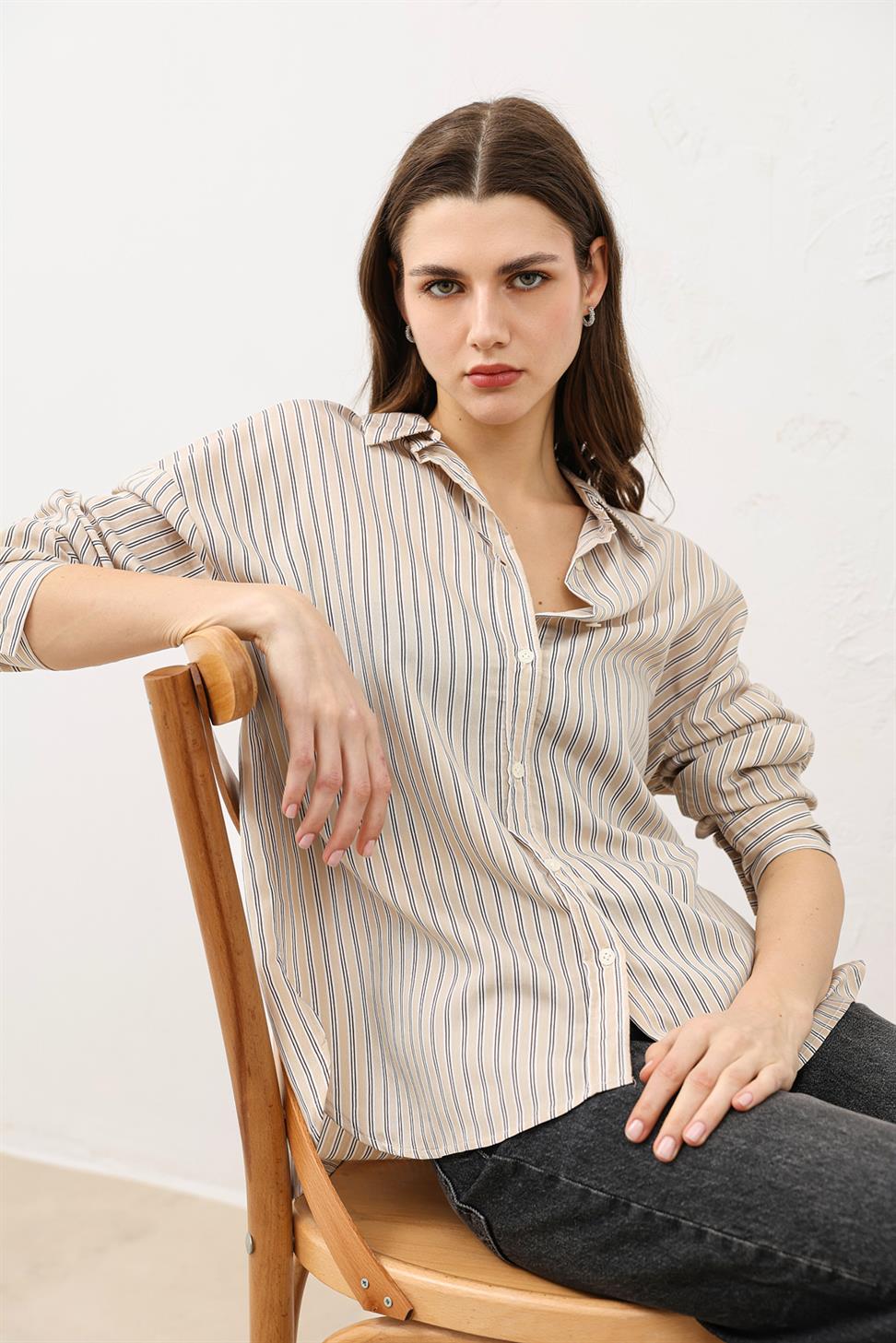 Oversized Striped Womens Shirt