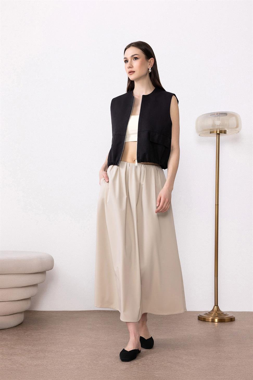 Antioch Bej Pilili Kadın Midi Etek