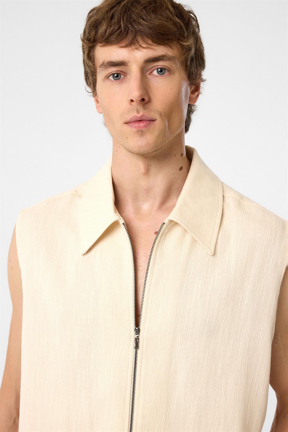 Antioch Bej Polo Yaka Dokulu Erkek Yelek
