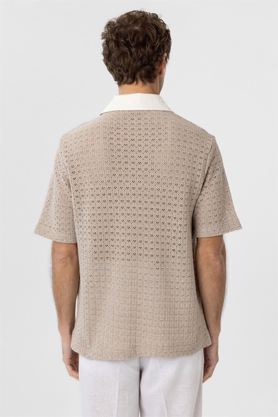 Antioch Bej Polo Yaka Örgü Erkek T-Shirt