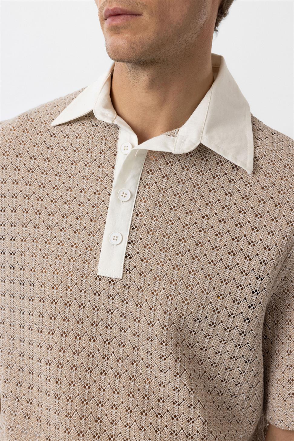 Mens Polo Neck Knit T-Shirt