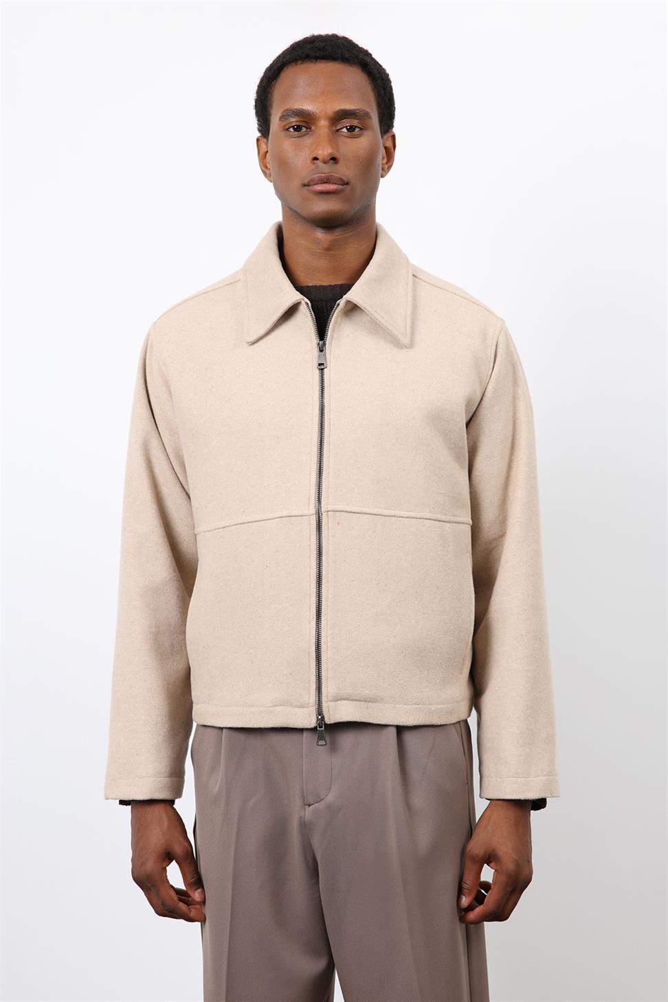 Antioch Bej Regular Fit Dokulu Erkek Mont