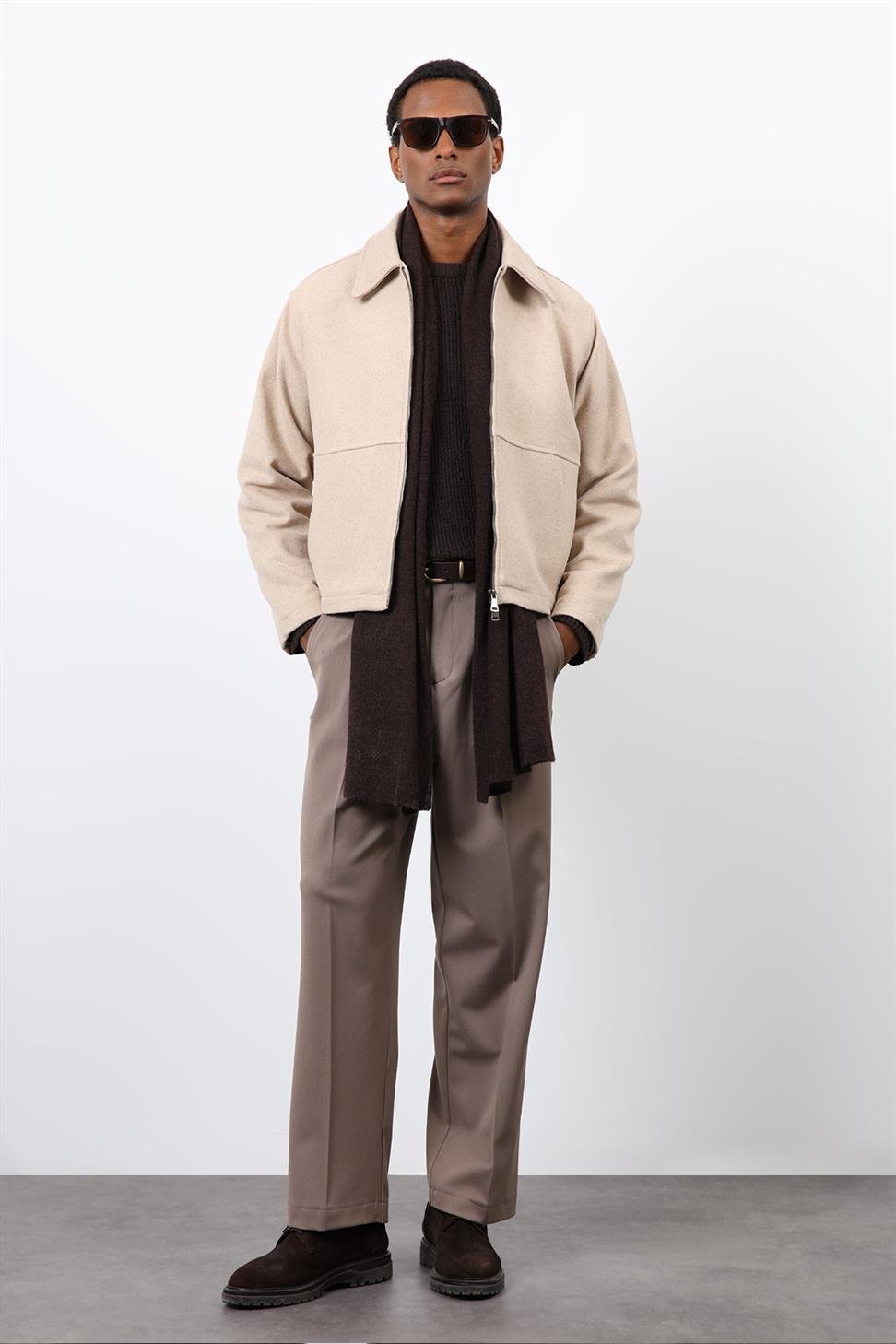 Antioch Bej Regular Fit Dokulu Erkek Mont