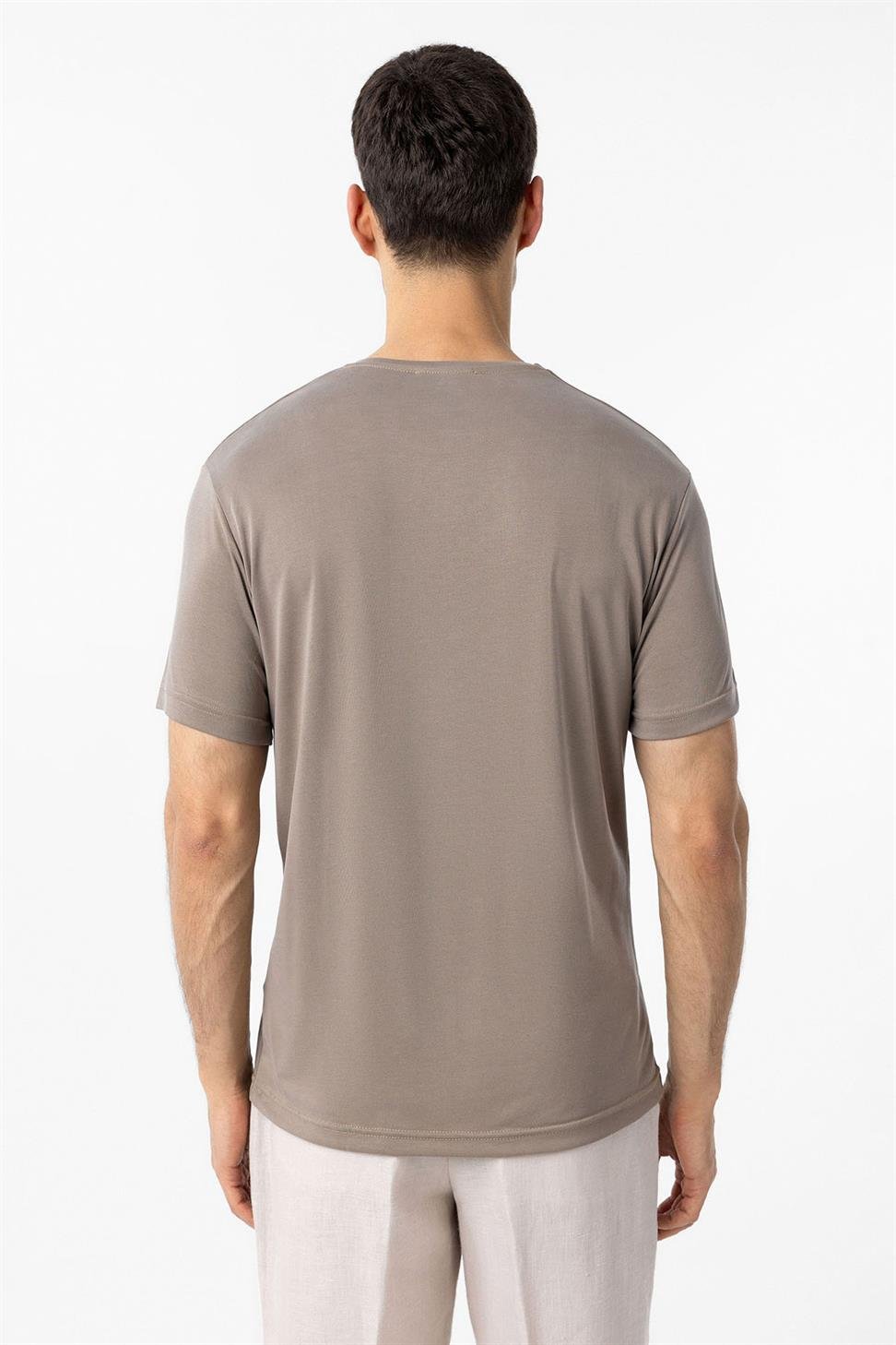 Antioch Bej Regular Fit Modal Teknik Kumaş Erkek T-Shirt