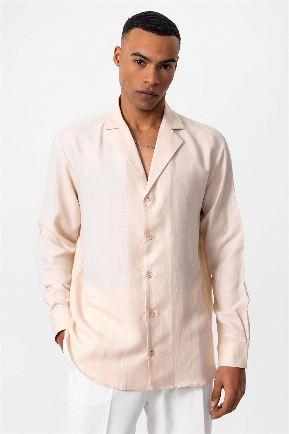 Antioch Bej Relax Fit Erkek Gömlek