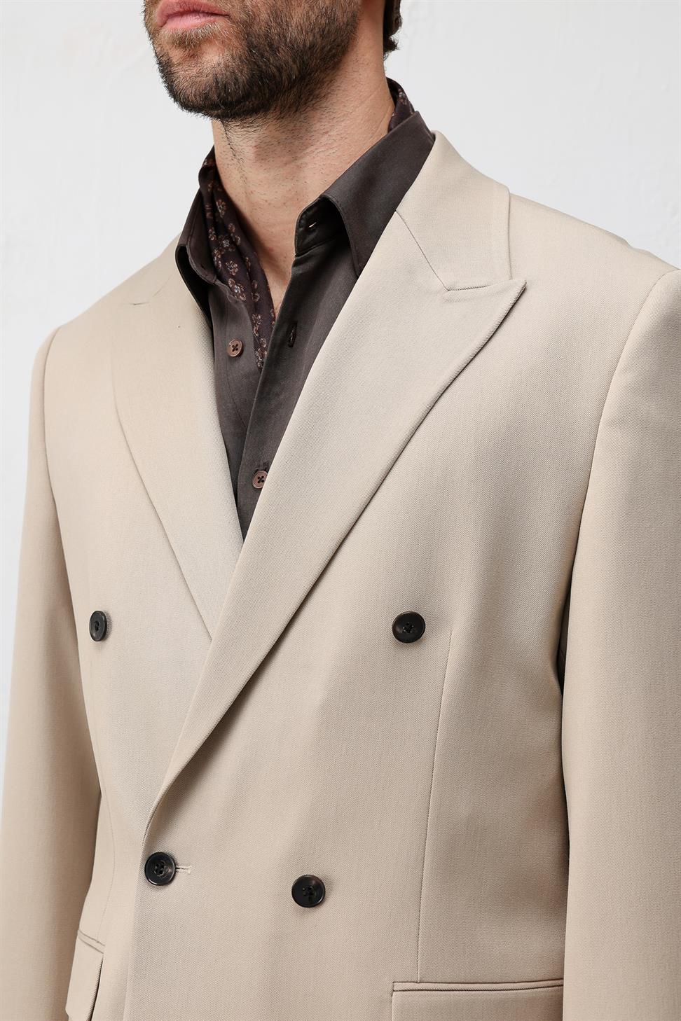 سترة بليزر رجالية مريحة بصفين من الأزرار