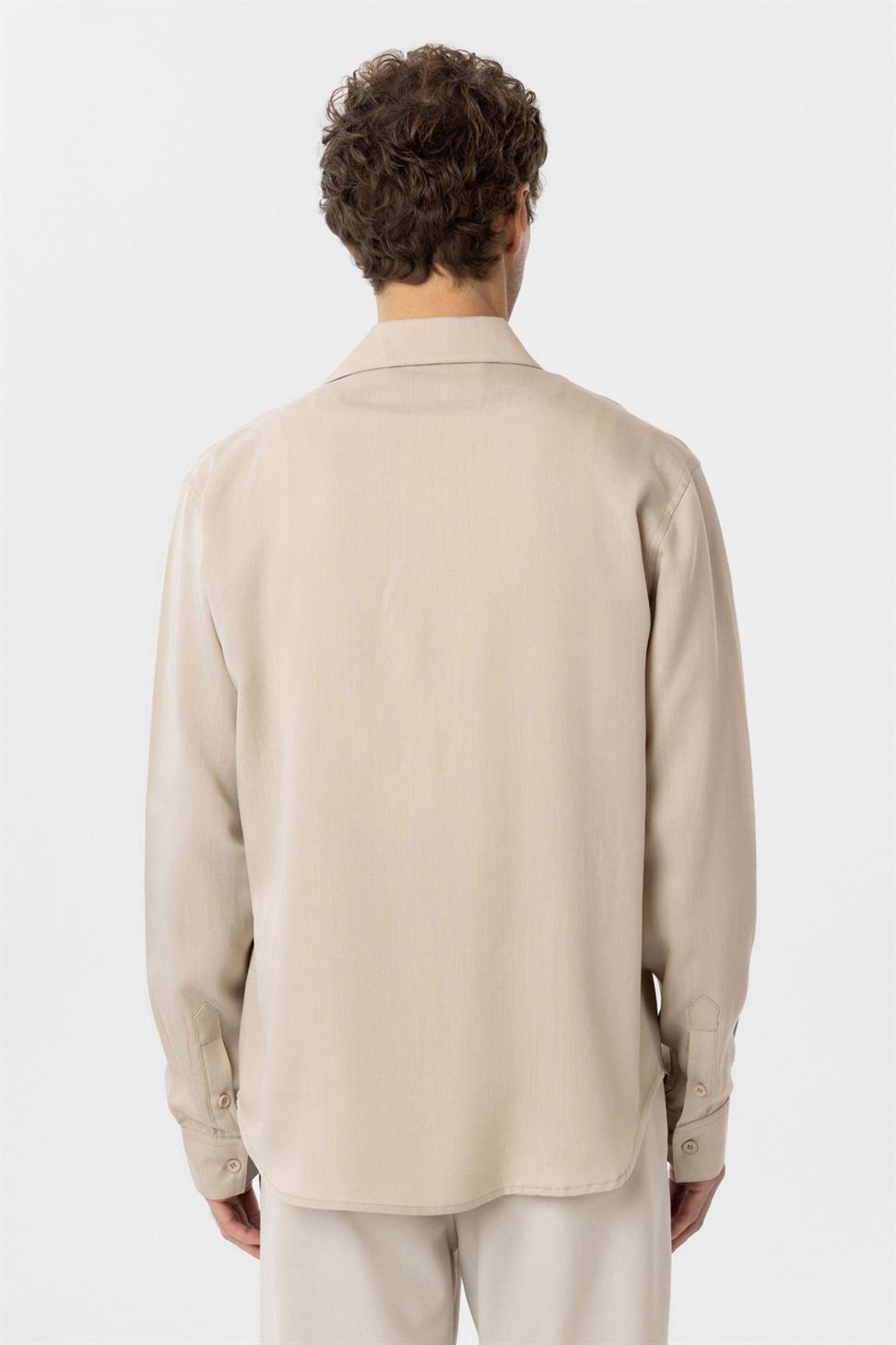 Antioch Bej Relax Fit Liyosel Kumaş Erkek Gömlek