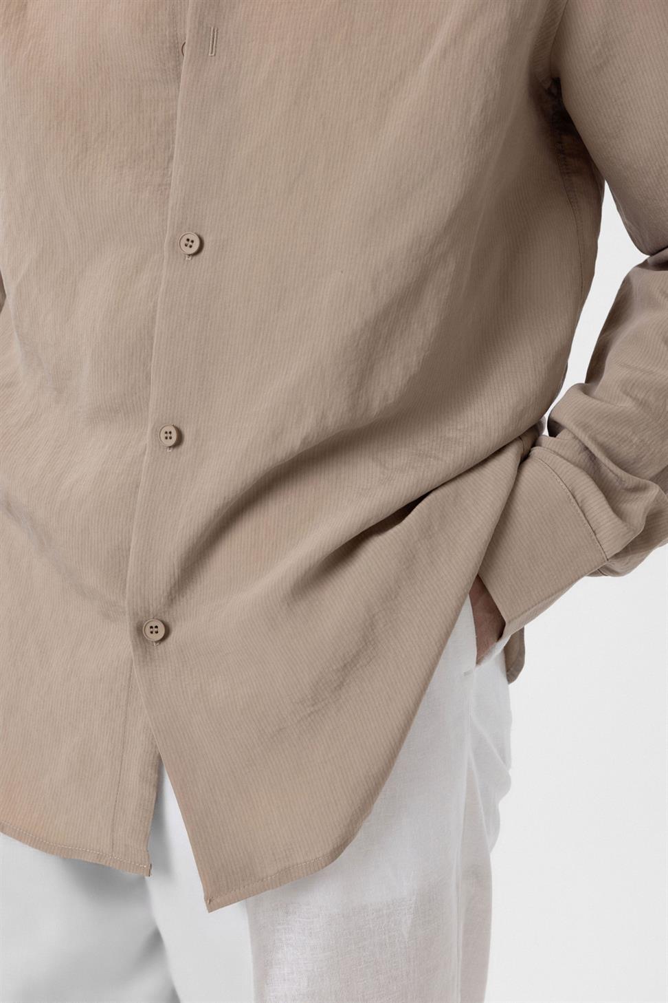 Antioch Bej Relax Fit Modal Kumaş Erkek Gömlek