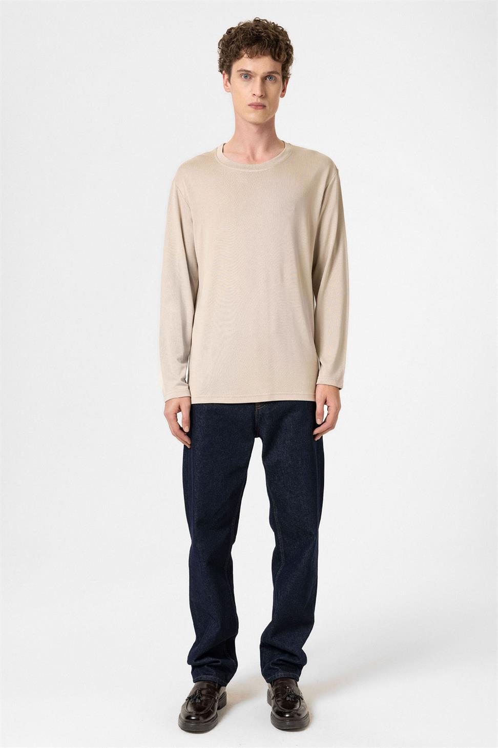 Antioch Bej Relaxed Fit Basic Erkek T-Shirt