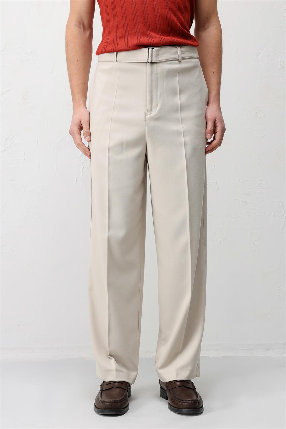 Relaxed Fit Belted Mens Pants