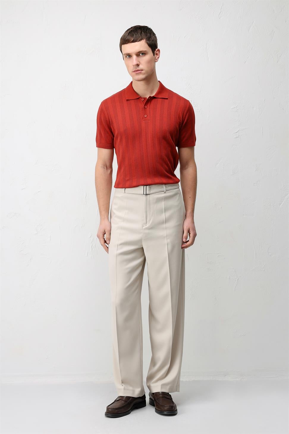 Relaxed Fit Belted Mens Pants