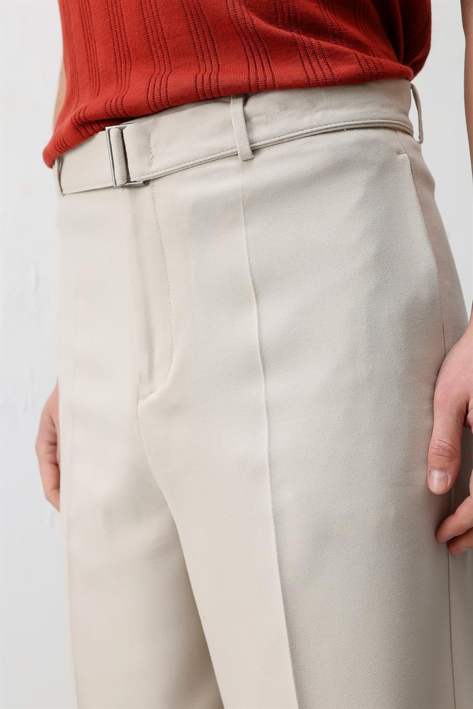 Relaxed Fit Belted Mens Pants