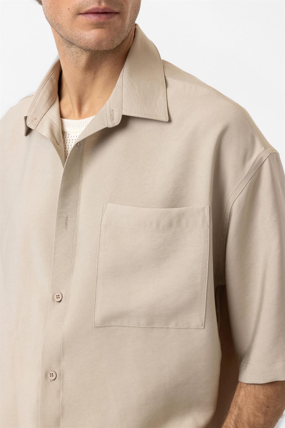 Antioch Bej Relaxed Kısa Kollu Erkek Gömlek