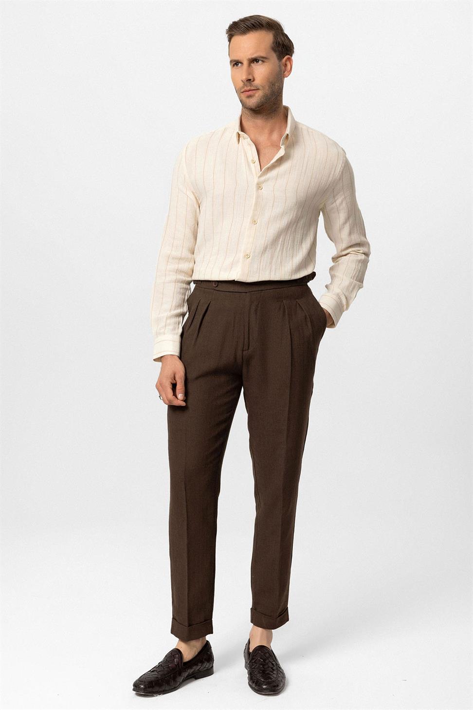 قميص رجالي مخطط بقصة ضيقة للرجال